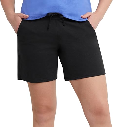 Hanes Women'S Jersey Pocket Shorts, Drawstring Cotton Jersey Shorts, 7&Quot; Inseam