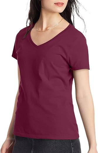 Hanes Women'S Perfect-T V-Neck T-Shirt, Ring-Spun Cotton Short Sleeve Tee For Women