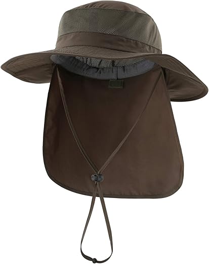 Home Prefer Outdoor Upf50+ Mesh Sun Hat Wide Brim Fishing Hat With Neck Flap