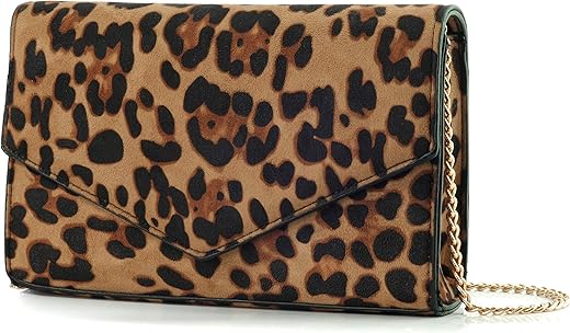 Hoxis Leopard Print Envelope Evening Clutch Women Chain Shoulder Bag