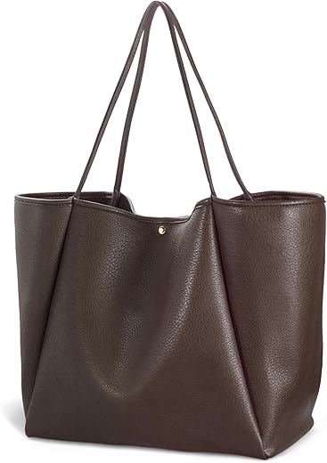 Hoxis Oversize Vegan Leather Tote Women Weekender Bag Shopper Handbag Travel Purse