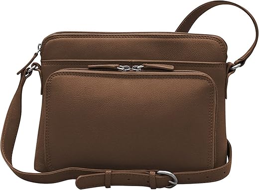 Ili New York - Leather Shoulder Handbag W/Side Organizer - Soft, Smooth Leather Handbag W/Rfid Blocking Lining