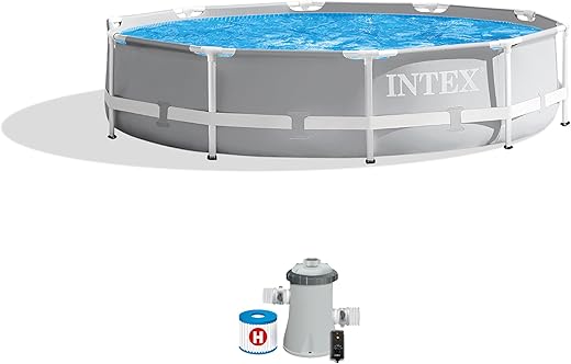 Intex 26701Eh Prism Frame Premium Above Ground Swimming Pool Set: 10Ft X 30In – Includes 330 Gph Cartridge Filter Pump – Supertough Puncture Resistant – Rust Resistant – 1185 Gallon Capacity