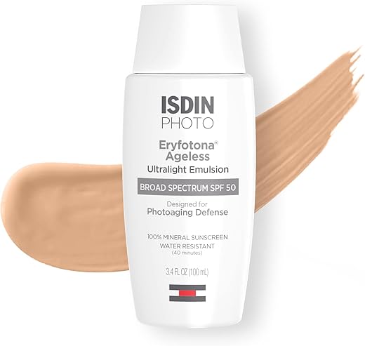 Isdin Eryfotona Ageless Sunscreen Zinc Oxide And 100% Mineral Tinted Sunscreen Spf 50+