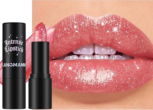 Jolilab Sparkling Lipstick Lip Gloss Long Lasting Waterproof Moisturizer Lip Balm Glitter Shimmer Metallic Lipstick, Diamond Shiny Bold Glow Goth Lipstick For Women Girls,Non-Sticky (1, 05#)