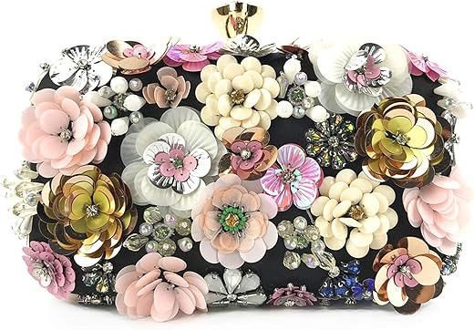 Lanpet Women Clutches Flower Evening Handbag Chain Strap Shoulder Bag