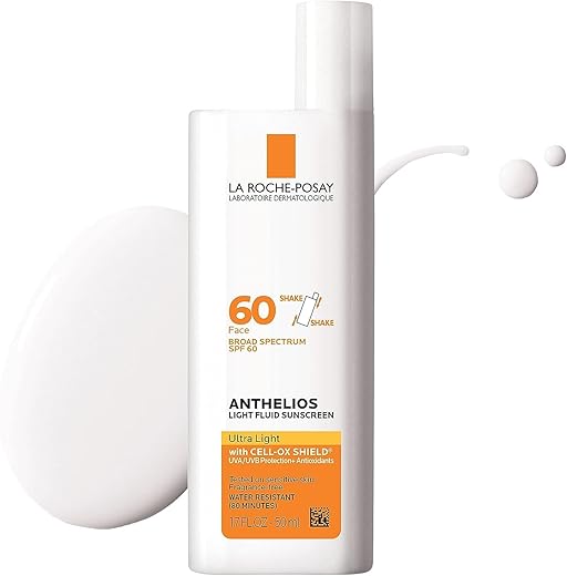 La Roche-Posay Anthelios Light Fluid Facial Sunscreen Spf 60 | Lightweight Sunscreen For Face | Fluid Texture | Broad Spectrum Spf + Antioxidants | Oil Free &Amp; Oxybenzone Free | Travel Size 1.7 Fl. Oz.