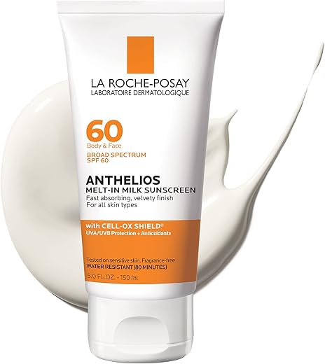 La Roche-Posay Anthelios Melt-In Milk Sunscreen Spf 60 | Sunscreen For Body &Amp; Face | Broad Spectrum Spf + Antioxidants | Oil Free Sunscreen Lotion | Lightweight &Amp; Fast Absorbing | Oxybenzone Free