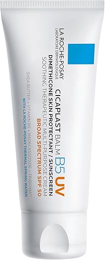 La Roche-Posay Cicaplast Balm B5 Uv Spf 50 | Vitamin B5 + Shea Butter + Tribioma + Madecassoside + Zinc Oxide Sunscreen | Post Treatment Skin Protectant With Spf | Multi-Purpose Cream For Dry Skin