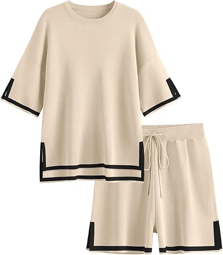 Lillusory Women'S 2 Piece Outfits Matching Lounge Sets For Women Summer Outfits Tracksuit For Women Knit Tops And Shorts