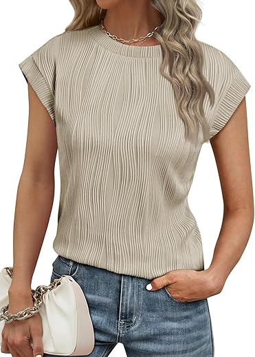 Lillusory Women'S Short Sleeve Dressy Tops Crewneck Textured Tops Cute Summer Tops 2024 Basic T-Shirts Work Blouses