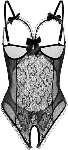 Lingerie For Women Sexy Teddy One-Piece Lace Babydoll Bodysuit Nightie Plus Size