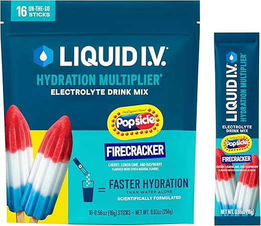 Liquid I.v.® Hydration Multiplier® - Popsicle Firecracker - Hydration Powder Packets | Electrolyte Powder Drink Mix | Convenient Single-Serving Sticks | Non-Gmo | 1 Pack (16 Servings)