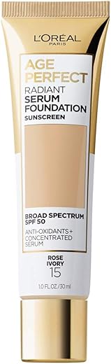 L'Oreal Paris Age Perfect Radiant Serum Foundation With Spf 50, Rose Ivory, 1 Ounce