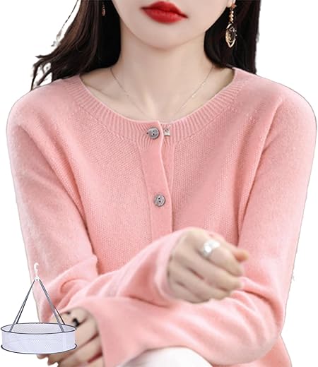 Losd Cashmere Cardigan Sweaters For Women, Womens Cashmere Sweaters, Round Neck Top Cardigan Sweater