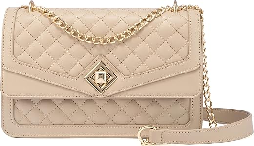 Lovevook Crossbody Bags For Women Leather Quilted Shoulder Bag With Chain Strap Trendy Clutch Satchel Ladies Evening Bag