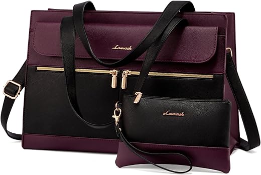 Lovevook Laptop Bag For Women 15.6 Inch Laptop Tote Work Bag Professional Leather Computer Briefcase Waterproof Business Teacher Office Bag Handbag