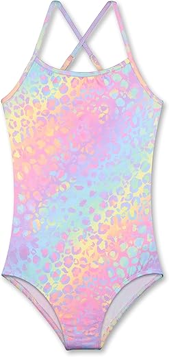 Luouse Girls Printed Ruffle-Accent One Piece Beach Swimsuit 4-9 T