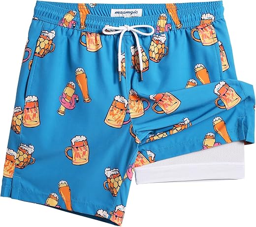 Maamgic Mens Swim Trunks With Compression Liner 7 Inch Inseam Mens Bathing Suit Quick Dry Mens Swimming Trunks Swimsuit