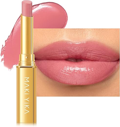 Maki Yika Nude Lipstick For Women, Moisture Lipsticks Glossy Hydrating Nude Pink Lipstick With Vitamin E, Sheer Shine Finish And Lightweight Lip Balm (Z08 Icy Milk)