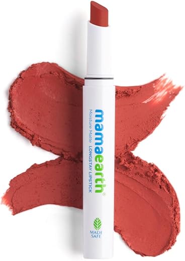 Mamaearth Moisture Matte Lipstick (Peach Nude) | Infused With Vitamin E &Amp; Avocado Oil | 12-Hour Long Stay &Amp; 8-Hour Moisture Lock | Smudge-Proof | 0.07 Oz/2G