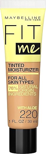 Maybelline Fit Me Tinted Moisturizer, Natural Coverage, Face Makeup, 220, 1 Count