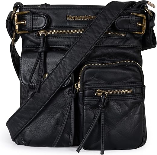 Montana West Crossbody Bag For Women Soft Washed Leather Multi Pocket Shoulder Purses