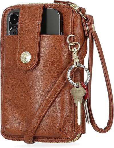 Mundi Jacqui Rfid Blocking Crossbody Wallet Bag For Women, Compact Travel-Size Cell Phone Holder Purse - Vegan Leather