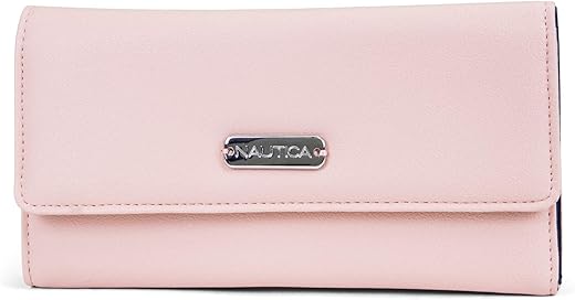 Nautica Money Manager Rfid Slim And Small Wallet For Women - Credit Card Holder With Coin Purse And Zipper Wallet, Women'S Clutch Organizer In Petal Pink