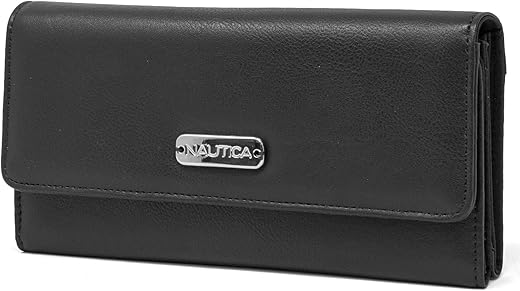 Nautica Money Manager Rfid Slim And Small Wallet For Women - Credit Card Holder With Coin Purse And Zipper Wallet, Women'S Clutch Organizer In Black (Buff)