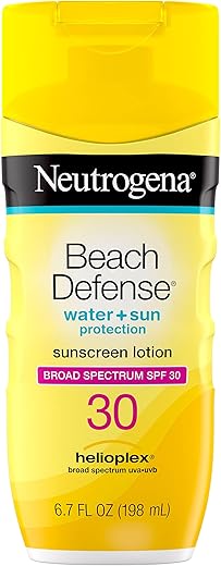 Neutrogena Beach Defense Water-Resistant Sunscreen Lotion With Broad Spectrum Spf 30, Oil-Free And Paba-Free Oxybenzone-Free Sunscreen Lotion, Uva/Uvb Sun Protection, Spf 30, 6.7 Fl. Oz