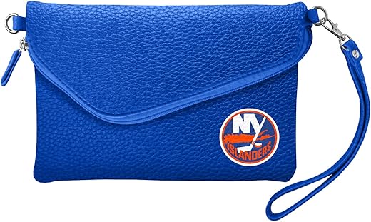 Nhl Soft Pebble Fold Over Purse - Large Wristlet - Includes Shoulder Strap