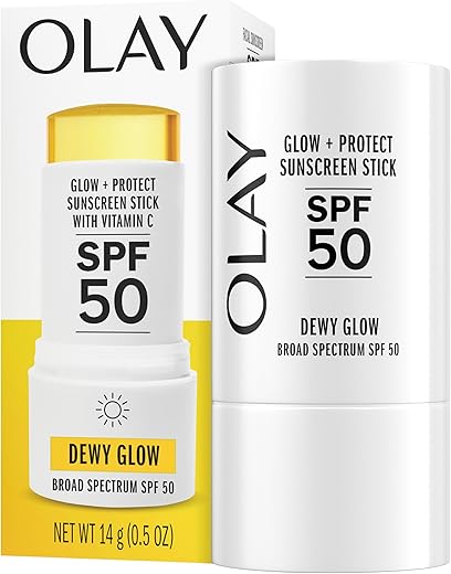 Olay Glow &Amp; Protect Spf 50 Face Sunscreen Stick, Fragrance Free, 0.5 Oz (14 G), Dewy Finish Sunscreen Stick With Spf 50 Broad Spectrum Sunblock For All Skin Types