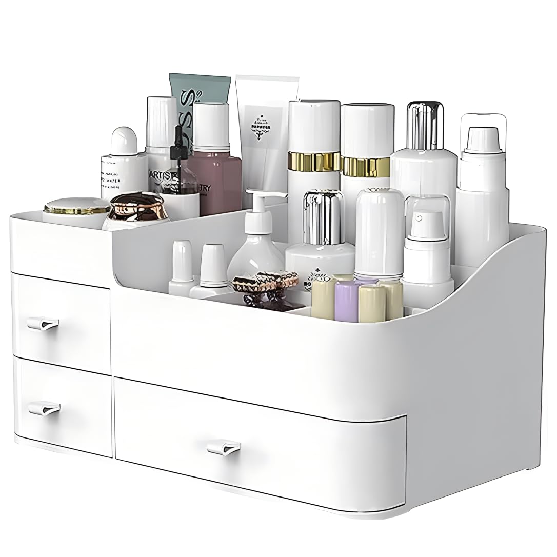 Onxe Makeup Organizer With Drawers,Large Capacity Countertop Organizer For Vanity,Bathroom And Bedroom Desk Cosmetics Organizer For Skin Care,Brushes, Eyeshadow, Lotions, Lipstick, Nail Polish