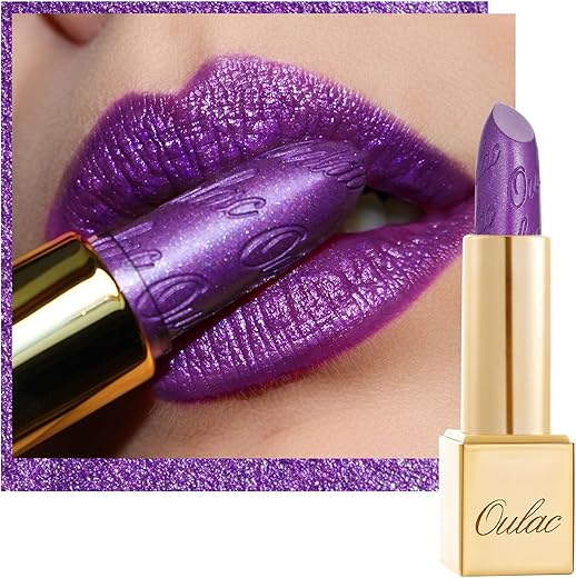 Oulac Purple Lipstick For Women With Metallic 3D Shine Lightweight Hydrating Formula, High Impact Lip Color, Vegan Beauty, Full Coverage Lip Makeup, Royal Sash(16)