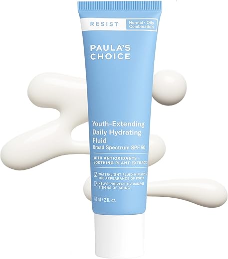 Paula'S Choice Resist Daily Hydrating Fluid Face Moisturizer Spf 50, Uva &Amp; Uvb Protection, Chamomile &Amp; Vitamin E, Sunscreen For Oily Skin, 2 Ounce