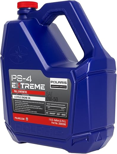 Polaris Ps-4 Extreme 0W-50 4 Cycle Full Synthetic Oil For Specific Ranger, General, Rzr, Sportsman, Scrambler, Indy, Voyageur, Titan Models With 4 Stroke Engine, 1 Gallon, Qty 1-2889396