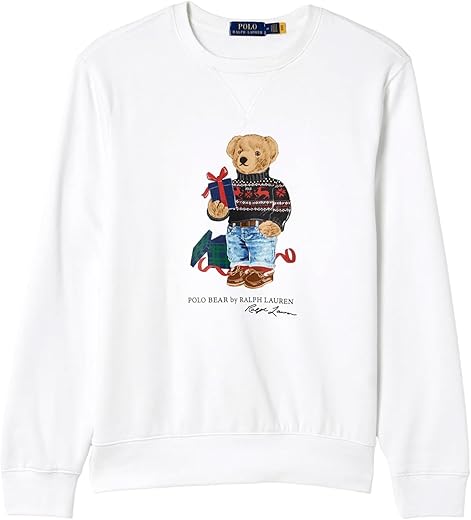 Polo Ralph Lauren Men'S Polo Bear Limited Crewneck Fleece Sweatshirt (Fa23 White Gift Bear,L)