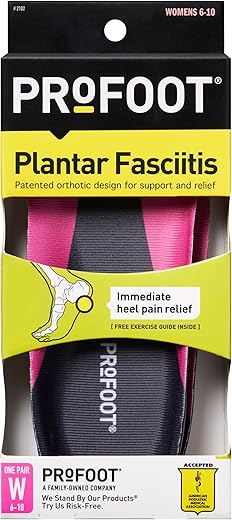 Profoot Orthotic Insoles For Plantar Fasciitis &Amp; Heel Pain, Women'S 6-10, 1 Pair, Gel Heel Shock Absorbing Insoles To Help Reduce Pain &Amp; Stress, Foot Care Arch Support Inserts For Shoes