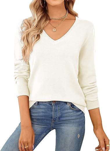 Qualfort Women'S Sweater 100% Cotton Soft Knit Pullover Sweaters