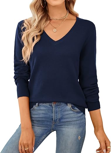 Qualfort Women'S Sweater 100% Cotton Soft Knit Pullover Sweaters