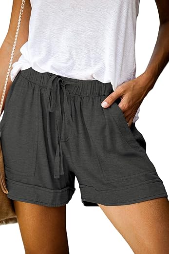 Queen Plus Womens Casual Shorts Comfy Elastic Waist Drawstring Pocket Shorts Pants