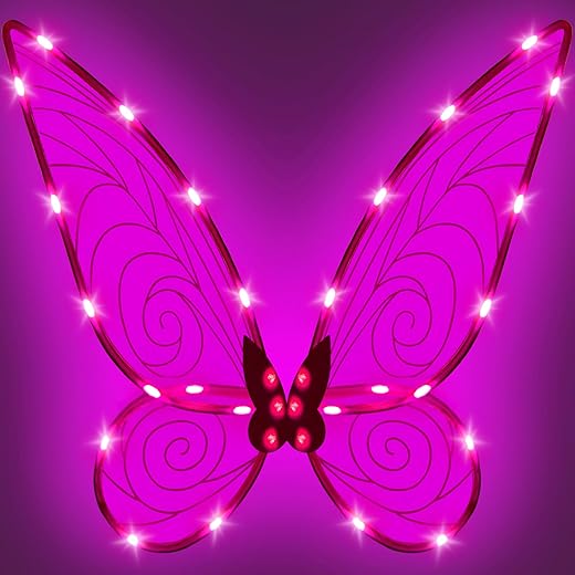 Quescu Light Up Fairy Wings For Adults,Led Butterfly Wings For Girls Women,Halloween Costume Dress Up,Gifts For Kids