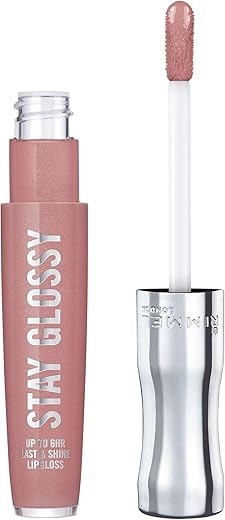 Rimmel Stay Glossy Lip Gloss - Non-Sticky And Lightweight Formula For Lip Color And Shine - 130 Blushing Belgraves, .18Oz