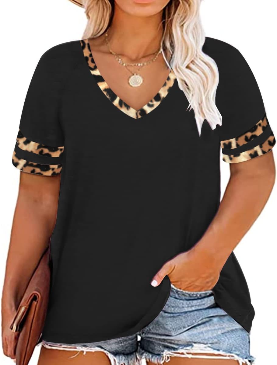 Ritera Plus Size Tops For Women Short Sleeve T Shirt Casual Summer V Neck Tunics Tees Xl-5Xl