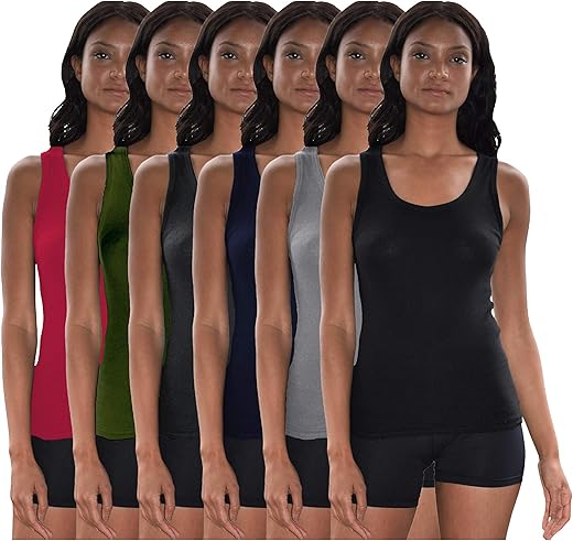 Sexy Basics Tank Tops For Women, Cotton Flex Tank Tops- Multi Packs