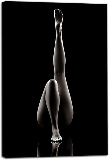 Sexy Woman Painting Sexy Nude Girl Wall Art Black White Nude Woman Sexy Legs Poster Abstract Nude Women Print Women Silhouette Black And White Women Body Picture Decor For Living Room 16X24In No Frame