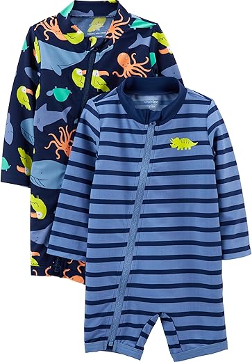 Simple Joys By Carter'S Boys' 2-Pack 1-Piece Zip Rashguards