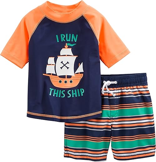 Simple Joys By Carter'S Toddlers And Baby Boys' Swimsuit Trunk And Rashguard Set