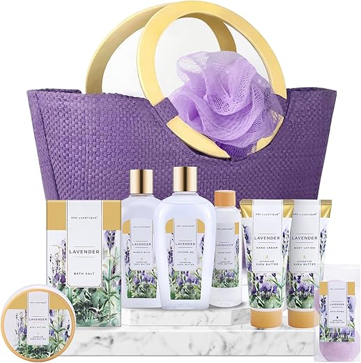 Spa Luxetique Gift Baskets For Women, Spa Gifts For Women-10Pcs Lavender Gift Sets With Body Lotion, Bubble Bath, Relaxing Bath Sets For Women Gift, Birthday Gifts For Women, Mothers Day Gifts For Mom